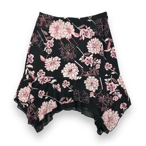 Vintage Y2K pink and black floral asymmetrical skirt by PS